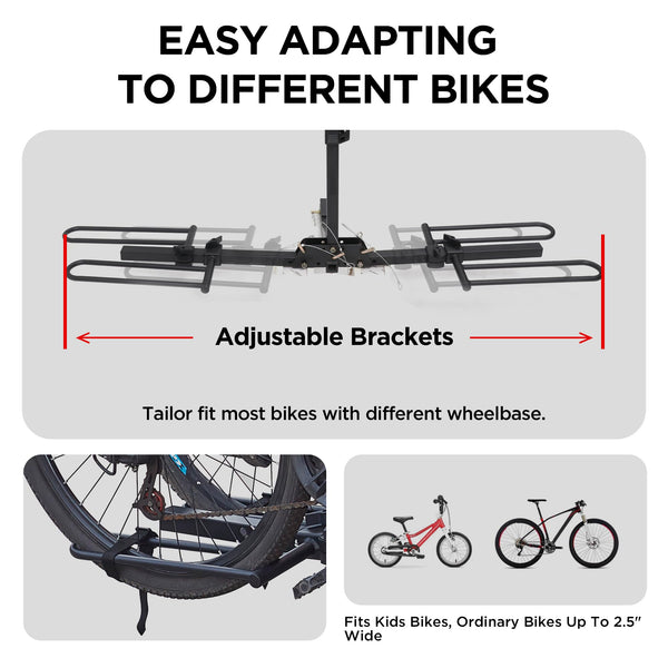 Young Bike Rack Hitch for Car - 200LB 2-Bike Rack Hitch Mount Platform Style Hitch Bike Rack，Smart Tilting & Easy Fold for Car SUV with 2 Inch Receiver，Bike Carrier Fits Up to 5-inch Fat Tire - TRIPPER ELECTRIC BIKES
