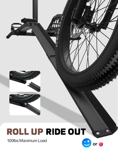 Bike Rack for Car Hitch Mount - Young Electric 2 Ebike Rack Heavy Duty Platform Carrier 200lb Capacity, Smart Tilting & One Hand Folding Bicycle Racks for SUV, Minivan, RV, Fits 5-Inch Fat Tires