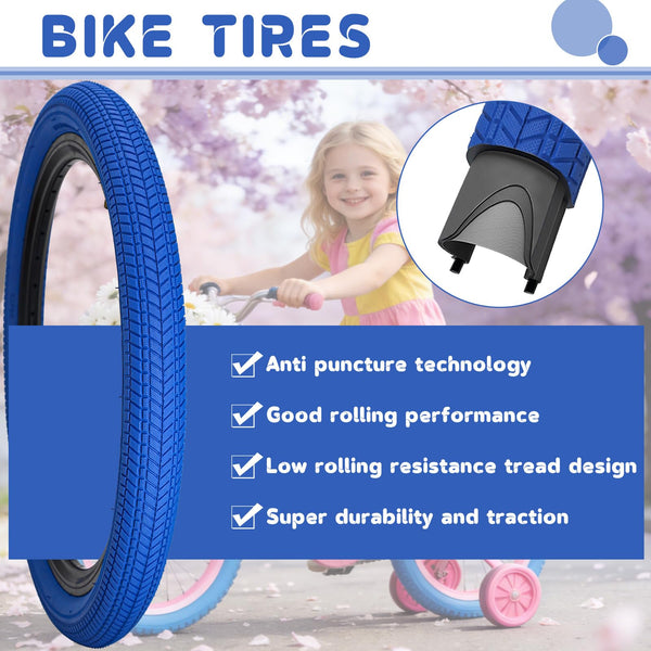 2 Pack Color Bike Tire, 20 x 2.125 Inch Folding Bicycle Replacement Tire Red Color Tire for Children Bikes