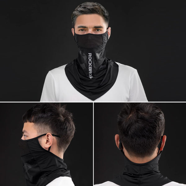 ROCKBROS Cooling Neck Gaiter with Ear Loops Summer Face Coverings for Men Women Cycling Fishing Mask