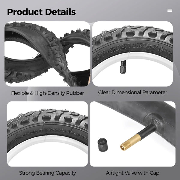 yeesport 12 1/2 x 2 1/4 Tire, 2 Pack 12.5" Kid Bike Tire & 12.5x2.25 Inner Tubes, 12.5" Heavy Duty Bike Tubes Schrader Valve,12 ½X2 ¼ Electric Scooter Tires MTB Tires