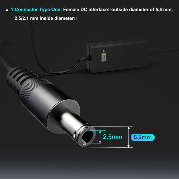 EVAPLUS 54.6V Smart Charger for 48V Lithium Batteries - UL Certified, Fast Charging with Multi-Safety Protection, Compatible with Electric Bikes/Scooters, DC 5.5 * 2.5/2.1mm Connector