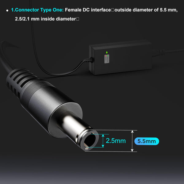 EVAPLUS UL Certified 42V 2A Power Adapter,Electric Scooter Charger Compatible with Ninebot Segway Scooter ES2/ ES4/ E22/ F20A/ F25/ F30/ F40/D18/D28/D40 KickScooters(1-Prong Connector-0.31inch)