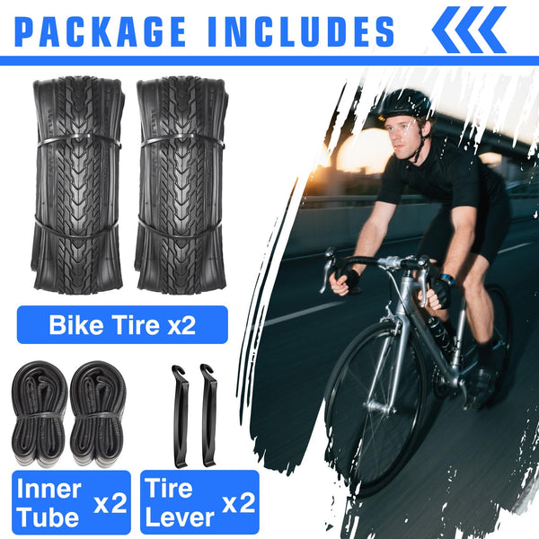 26x1.75 Bike Tires (47-559) 26 Inch Bike Tires or with 26" Bike Tubes 32mm Schrader Valve Suitable for 26 x 1.5 26 x 1.75 26 x 1.95 Bicycle Tires and Tubes for City Road Bicycles