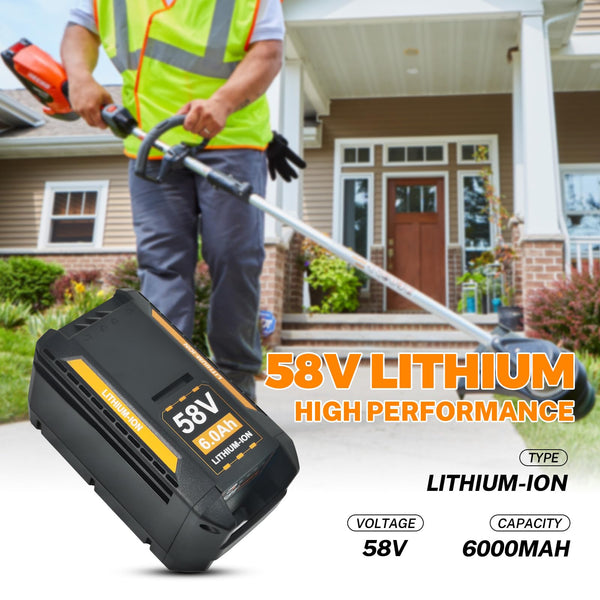 58V 6.0Ah Replacement Battery for Echo, Compatible with CBP-58V40, CBP-58V20, CBP-58V2AH, CHT-58V, CDST-58V, CPLB-58VBT, CST-58V Cordless Tools, Chainsaw, Blower & More (58v6.0Ah)