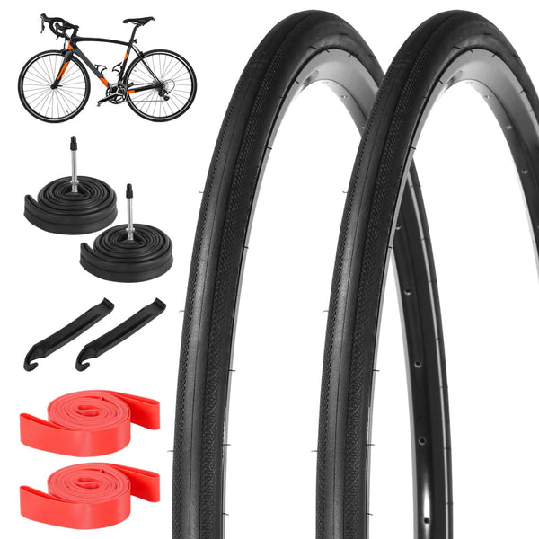 yeesport 2 Pack 700x38c Bike Tire Set with Tubes and Rim Strips, 700c Gravel Tires 40-622 Foldable Road Bicycle Tires, 48mm A/V Valve, Replacement 700c Bike Tire