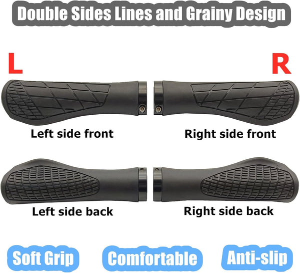 Bike Handlebar Grips, Soft Rubber Grips Anti-Slip for MTB BMX, Black