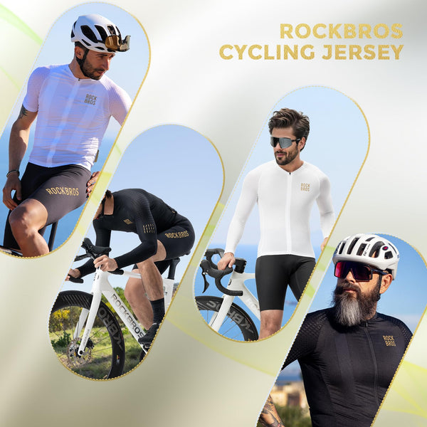 ROCKBROS Men's Cycling Jersey Long Sleeve Shirt Bike Jersey Men with Full Zipper Pocket Quick Dry