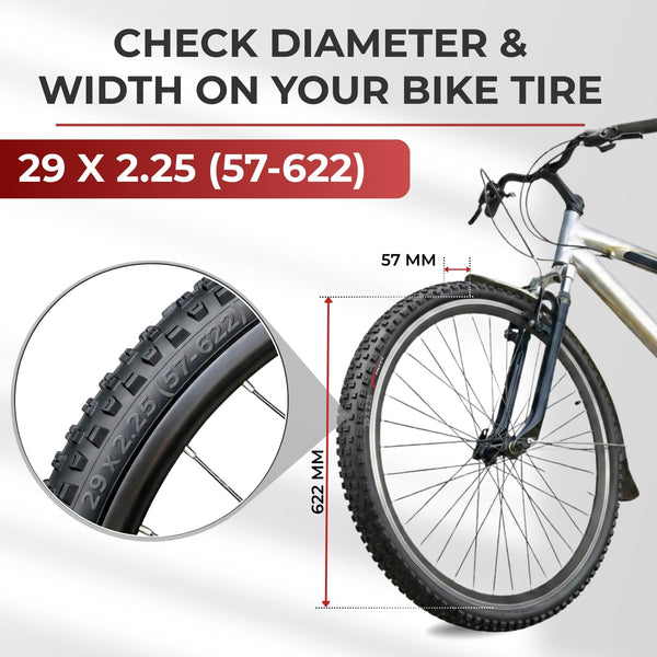 Fincci Maori 29x2.25 Mountain Bike Tire - Pair 29 Inch Bike Tire with 1 mm Nylon Puncture Resistant 60 TPI - Foldable Kevlar Black 57-622 MTB Tires 29 for Electric, Trekking, Hybrid, Cruiser Bikes