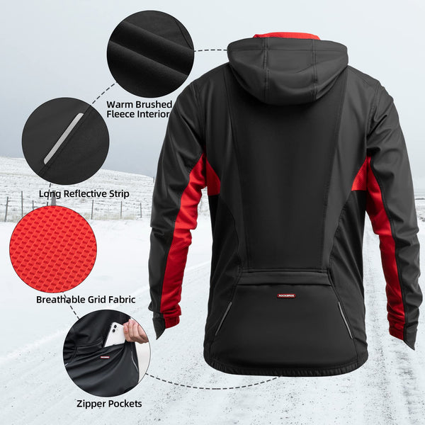 ROCKBROS Winter Cycling Jacket for Men Windproof Thermal Breathable Running Windbreaker Cycling Clothing Black - TRIPPER ELECTRIC BIKES