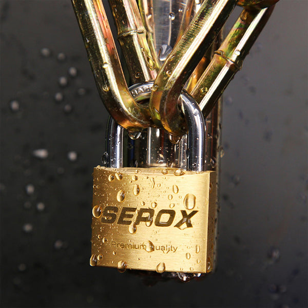 SEPOX 2-Pack Premium Solid Brass Padlock Keyed Alike, 1-9/16" 40mm Heavy Duty Weatherproof Outdoor Lock with 4 Same Keys, Copper Padlock for Gate, Gym Locker, Tool Box, Storage, Shed, Fence & More