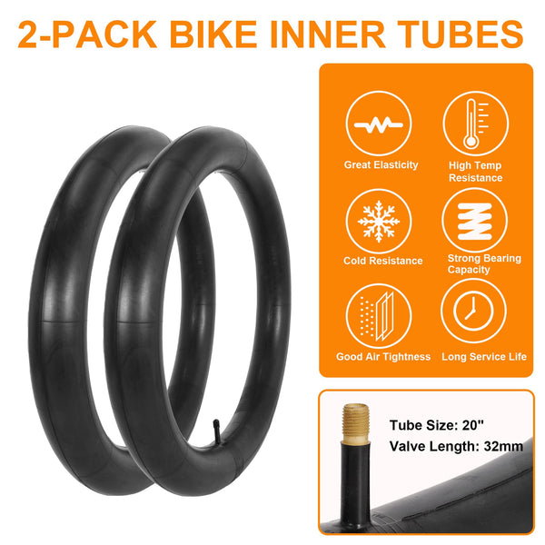 2-Pack 20x3.0 Bike Tires & Tubes, 20 Inch Mountain Bike Tire, 20x3 Bike Tire Tube with Tire Levers, Folding Replacement Bicycle Tires for Off-Road Bike and Ebike