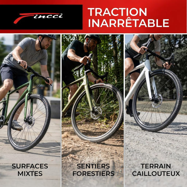 Fincci Pair 700x40c Bike Tire - 700c Gravel Tires with Kevlar & Nylon 1mm Puncture Proof - Durable 60 TPI Foldable Bicycle Tires 42-622 for Hybrid, Electric, Touring, MTB Bikes