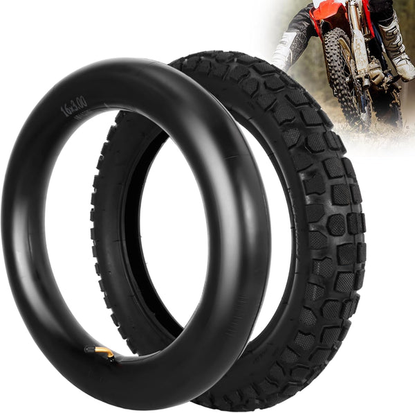 85/100-12 Tire and Tube, 3.50-12 Dirt Bike Tire Set w 45° Bent Vavle Stem for Ebike Pitbike Motorcycle Dirt Bike Motocross Trike Unicycle and Folding Bike Replace 85-305 Tire