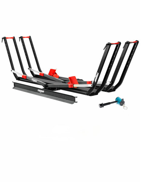 Young Hitch Mount Bike Rack with Ramp, 200 lbs. Capacity for 2 E-Bikes, Fat Tire and Standard, fits Cars, SUVs, RVs, Trailers with 2 Inch Receiver