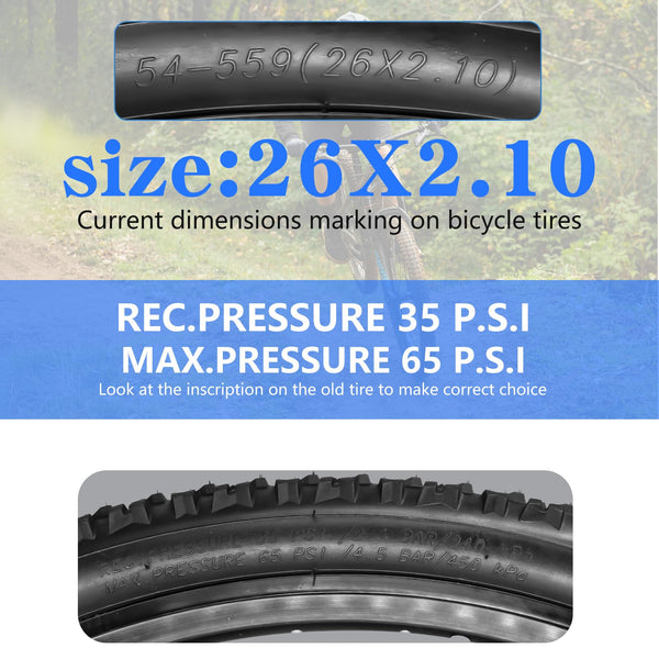2 Pack 26 x 2.10/27.5 x 2.10 Bike Tires with 2 Inner Tubes and 2 Tire Levers Folding Bike Tires Fit for 26/27.5 X 1.95/2.10/2.125 Mountain Bike Beach Cruiser Bike City Urban Bicycles Bikes