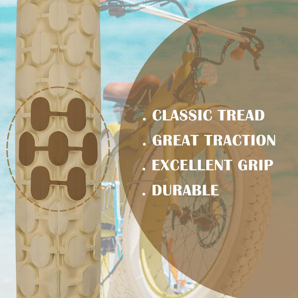 26" Bike Tire 26 x 2.125 Inch Folding Replacement Bicycle Tire for Beach Cruiser Bike