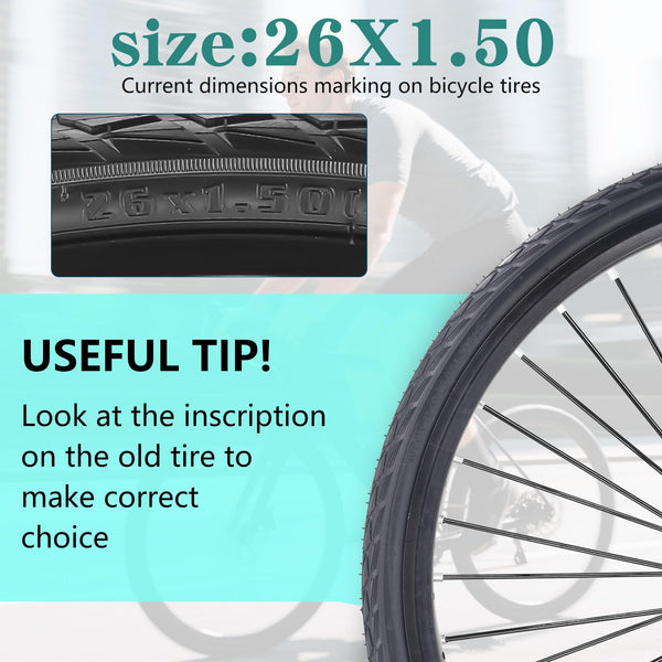 26x1.5 Bike Tires (40-559) 26 Inch Bike Tires or with 26" Bike Tubes 32mm Schrader Valve Suitable for 26 x 1.5 26 x 1.75 Bicycle Tires and Tubes for City Road Bicycles