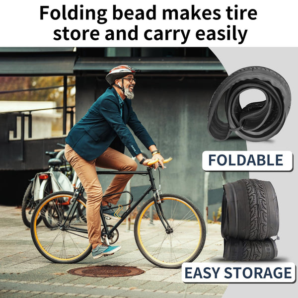 700x35C Bike Tire Foldable Replacement Tires with or Without Bike Tubes and Tire Levers for Road Bicycle