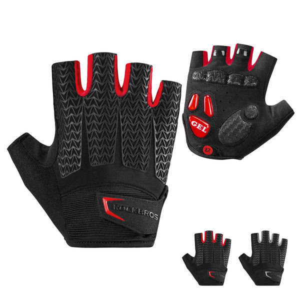 ROCKBROS Cycling Gloves for Men Women with Anti-Slip Shock-Absorbing Pad Fingerless Bike Gloves Light Weight Breathable Biking Gloves