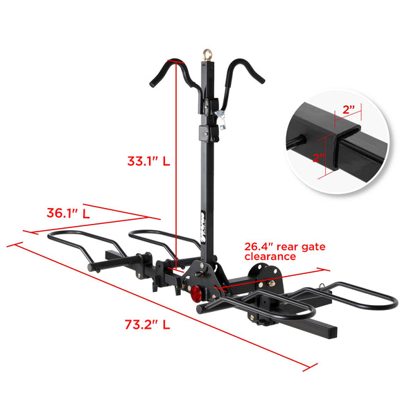 YOUNG ELECTRIC 200LBS EZ-FOLD Aluminum 2-Ebike Carrier with Ramp for Bikes and Electric Bike, Car SUV Truck Van RV and Trailer