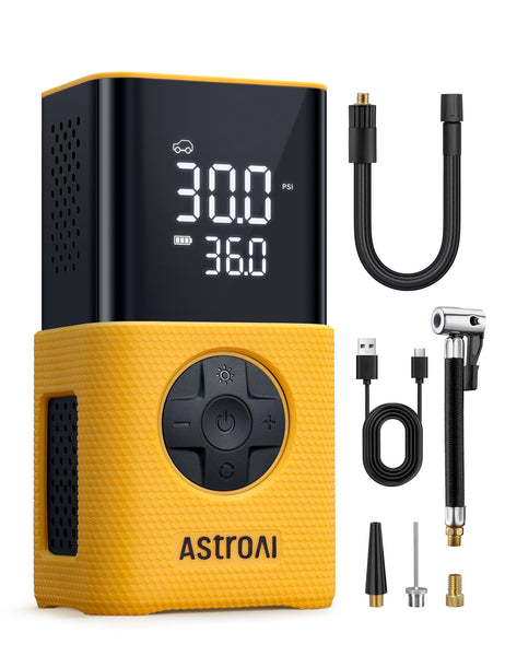 AstroAI L7 Tire Inflator Portable Air Compressor,150 PSI Cordless Mini Air Bike Auto Shut-Off Pump with Digital Display Pressure Gauge, Fast Inflation & LED Light for Car Tires,Motorcycles,Bikes,Balls