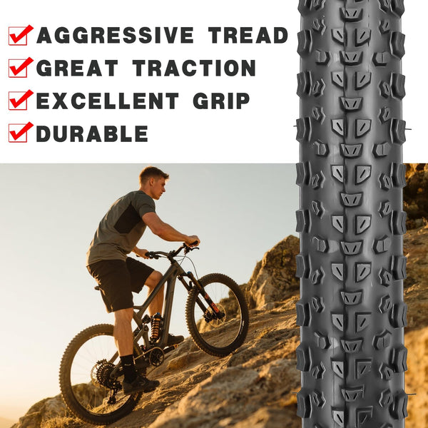 2 Pack 27.5 x 2.10 Bike Tires 27.5 inch Folding Bike Tires Fit for 27.5 X 1.95/2.10/2.125 Mountain Bike Beach Cruiser Bike City Urban Bicycles Bikes (2 Tires)