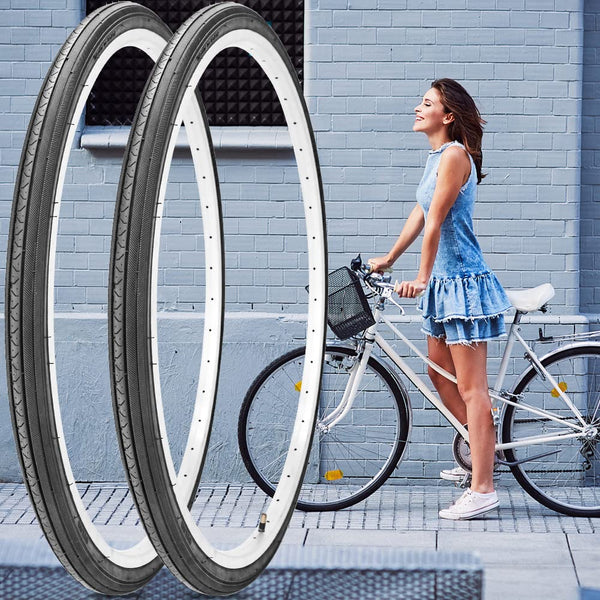 27 X 1 1/4 Bike Tire 27 Inch Road Bike Tires 32-630 Folding Bead Replacement Bicycle Tire Set