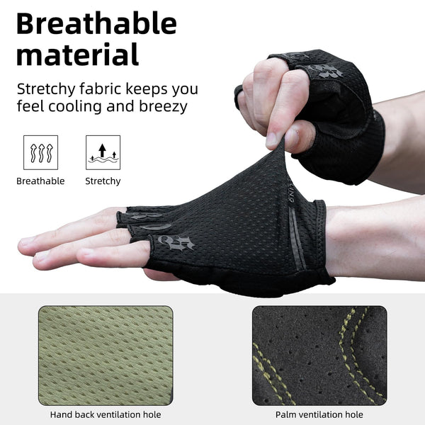 ROCKBROS Cycling Gloves for Men Women - Half Finger Breathable Bike Gloves - Shock-Absorbing Padded Gloves for Cycling Workout Outdoor Sports