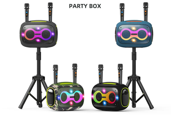 Portable Bluetooth Speaker with Dual Wireless Mics with Volume Control, 120W, Tripod Stand, 10+ Hours Playtime, Big Bass TWS/USB/TF Card/AUX IPX6 Waterproof Party Box (Gray)
