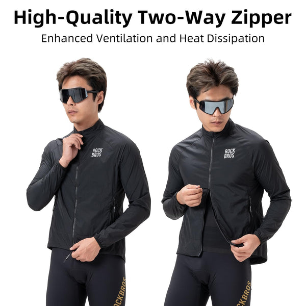 ROCKBROS Cycling Jackets for Men Breathable Cooling Lightweight Long Sleeve Cycling Jersey Running Cycling Windbreaker