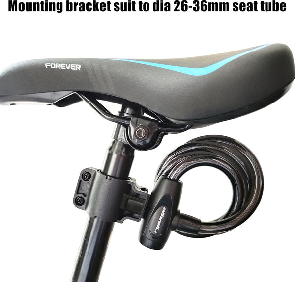 Bike Lock, Bike Locks Heavy Duty Anti Theft, Bicycle Lock Cable with Mounting Bracket and 2 Keys, Bicycle Locks for Road Bike Mountain Bike Scooters