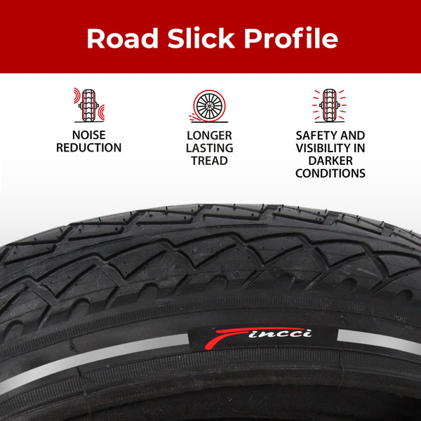 Fincci Pair 26x1.95 Bike Tire - Leno Semi-Slick City 26 inch Bike Tires - 50-559 Black Foldable Mountain Bike Tires for Electric, Road, MTB Bikes