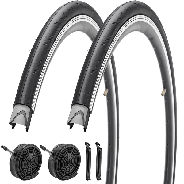 2 Pack 700x23C/25C/28C/35C/38C Bike Tires Plus Bike Inner Tubes Presta Valve 48mm or Schrader Valve 48mm Foldable Replacement Tires for Road Bicycle
