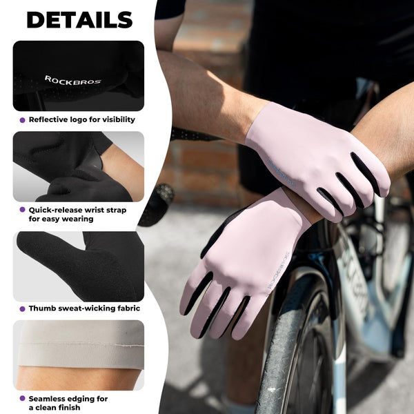 ROCKBROS Cycling Gloves for Men Women SBR Padded Shock Absorbing Bike Gloves Breathable Touchscreen Anti-Slip Palm Lightweight for Biking
