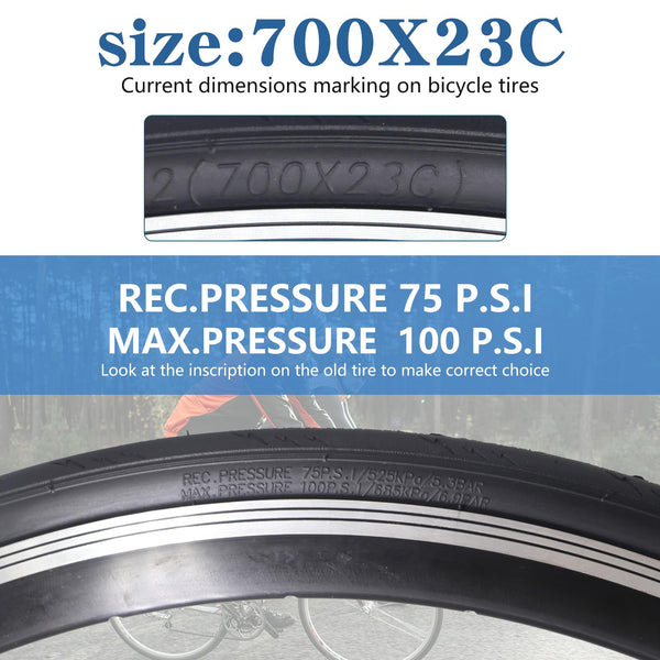 2 Pack700x23C (23-622) Foldable Road Bike Tires 700C Replacement Tires with Folding Bead, Puncture Resistant for Racing & Commuter Bicycles