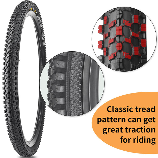 24 X 1.95 Inch Folding Bike Tires with 3mm Anti Puncture Proof Protection for Mountain Bicycles