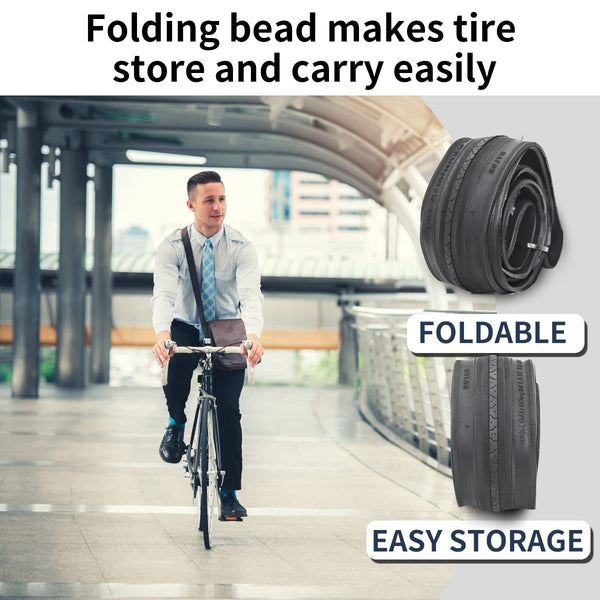 27 X 1 1/4 Bike Tire 27 Inch Road Bike Tires 32-630 Folding Bead Replacement Bicycle Tire Set