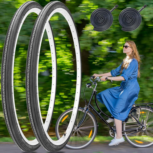 26X1 3/8 (37-590) Road Bike Tires with or Without Bike Tubes 26x1.3/8 32mm AV Schrader Valve