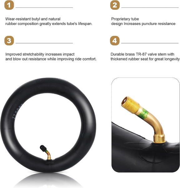 2 Pack of 8x1 1/4 200x45 Inner Tubes with Angled Valve Stem Replacement for A-Bike Folding Bike Jetson Beam Electric Scooter Butyl Rubber