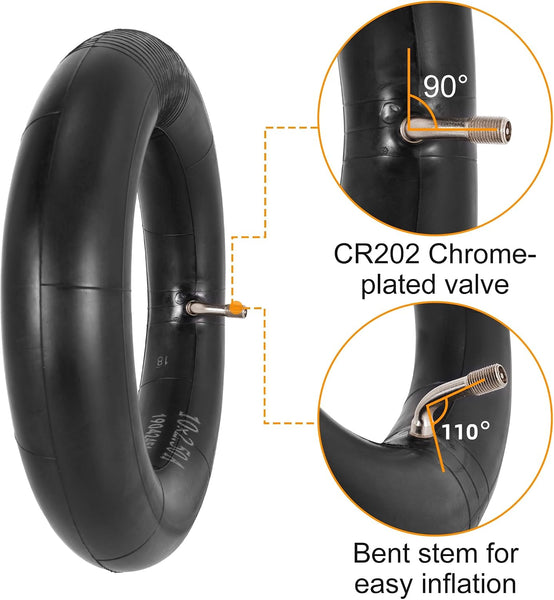 2 Pack of 10x2.50 Inner Tubes and Repair Kit, 10" Bicycle Butyl Tube with 90° Bent Valve Stem Replacement for Electric Scooter Self-Balancing Scooter Kid's Trike Tricycle