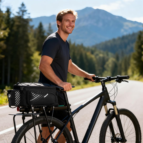 ROCKBROS Bike Rack Bag Bicycle Bag Trunk Rear Rack Bag Bike Panniers Bike Accessories Basket Storage Luggage Saddle Shoulder Bag 13L for E bike, Bicycle With Rain Cover Biking Accessories Gear - TRIPPER ELECTRIC BIKES
