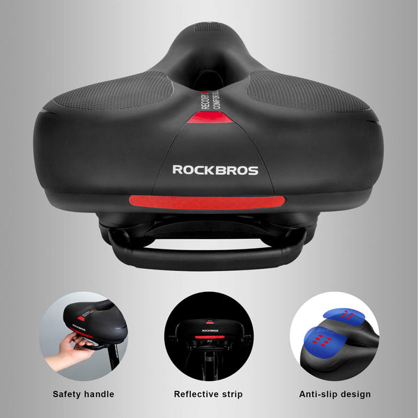 ROCKBROS Wide Bike Seat with Dual Shocks - TRIPPER ELECTRIC BIKES