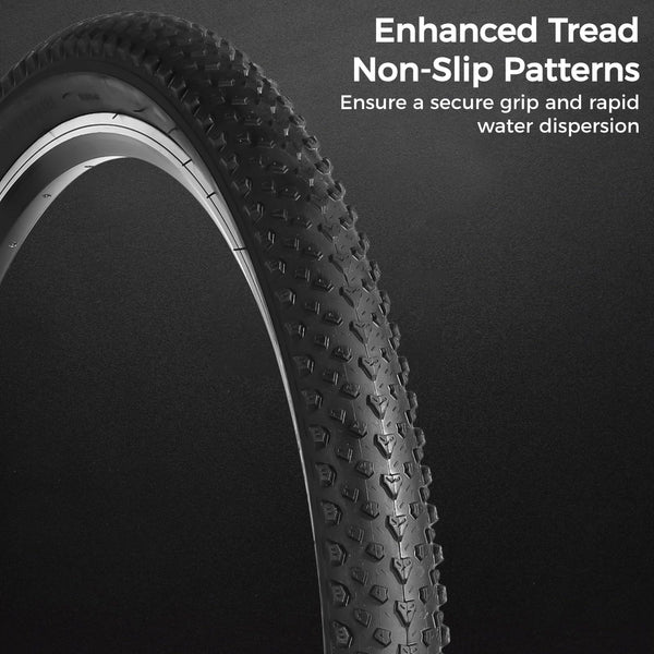 2 PCS 24x1.75 Bicycle Tire and Tube Set, 24 Inch Road Commuter Replacement, 44-507 ETRTO Rubber Tires with A/V Inner Tubes, Repair Kit, Smooth Tread