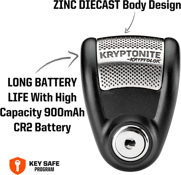 Kryptonite Heavy Duty Motorcycle Alarm Disc Lock – Anti-Theft Powersport Brake Lock with 120dB Siren, Weather-Resistant Security for Motorcycles & Scooters | powersports-anti-theft-devices