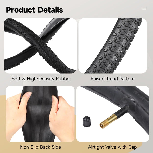 yeesport 29 inch Bike tire Replacement Set, 2-Pcs 29" x 2.215" Mountain Bike Tire Tube 57-622 with Levers Compatible Compatible with 29x2.0 29x2.10 29x2.125 Bicycle Tires
