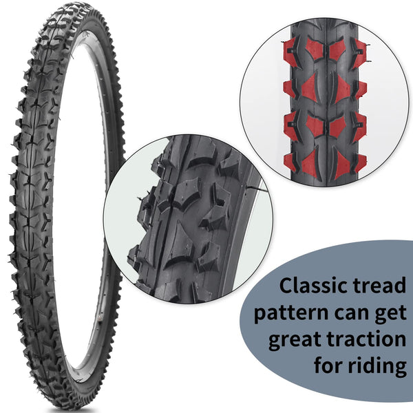 2 Pack 24" / 26"x 2.125" Bike Tire Folding Mountain Bike Replacement Bicycle Tire