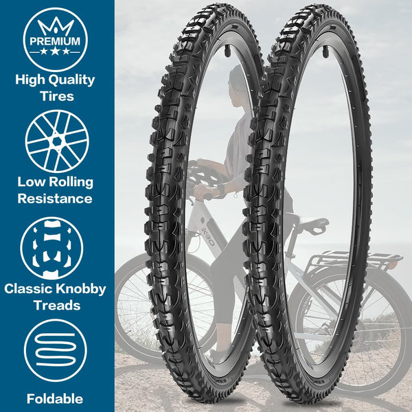 2 Pack 26 X 1.95 Bike Tires 26 X 1.75/1.95/2.125 Replacement Bicycle Tires or Set with Inner Tubes AV 32mm Schrader Valve Suitable for Mountain Beach Cruiser Bike Replacement Tires & Tubes