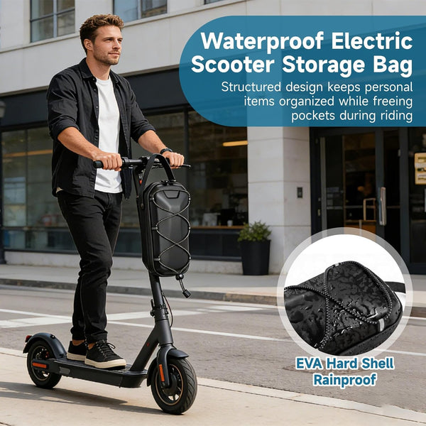 yeesport Electric Scooter Bag 5L, EVA Hard Shell Scooter Handlebar Bag Waterproof, Front Hanging Storage Pouch with Quick Release Bracket, 4 Compartments for Phone Tools E-Bike Folding Bike