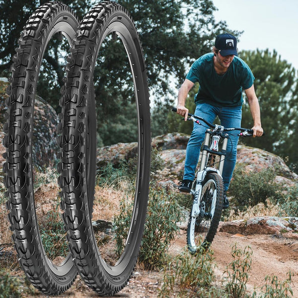 2 Pack 26 X 1.95 Bike Tires 26 X 1.75/1.95/2.125 Replacement Bicycle Tires or Set with Inner Tubes AV 32mm Schrader Valve Suitable for Mountain Beach Cruiser Bike Replacement Tires & Tubes